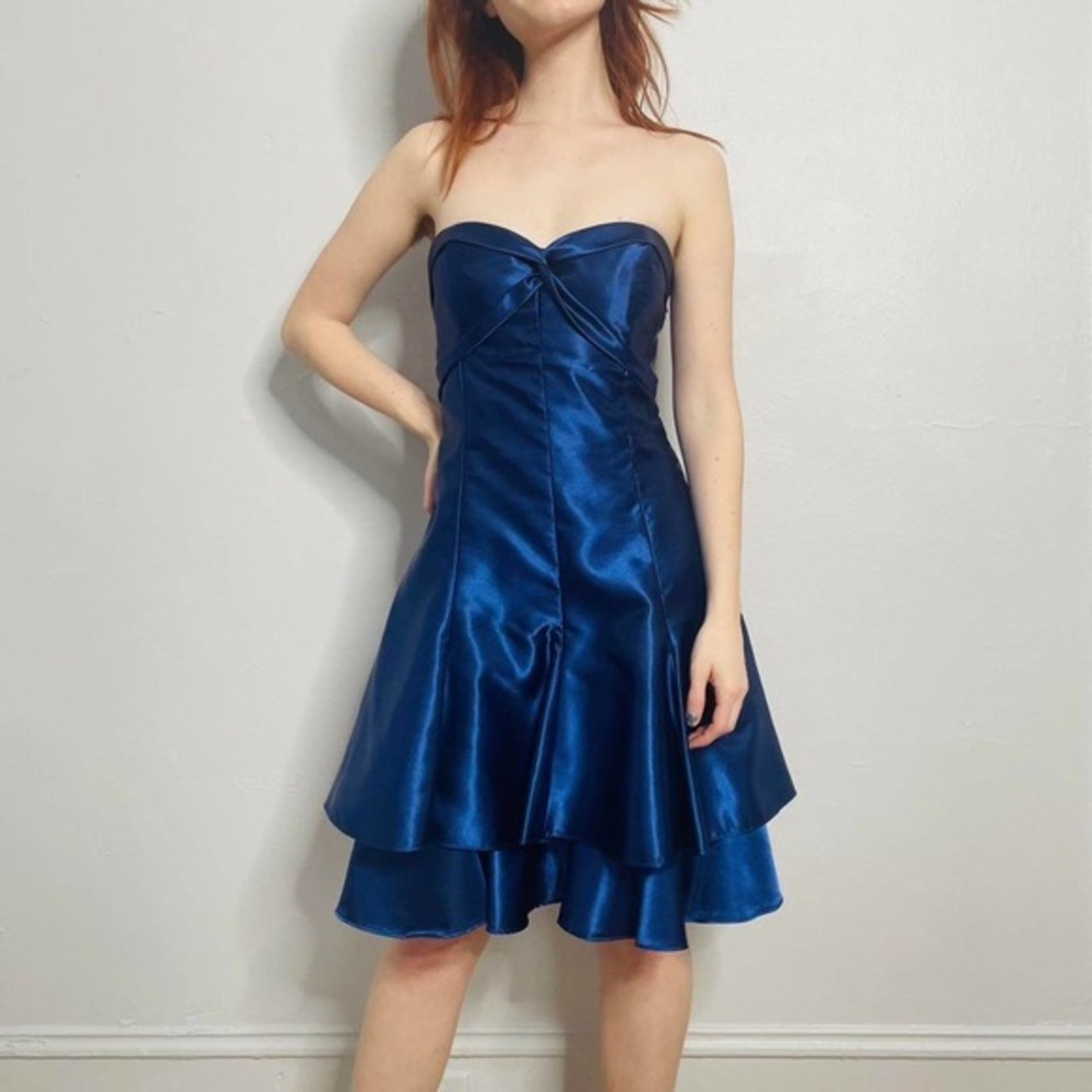 Gunne Sax Blue Strapless Vintage party dress